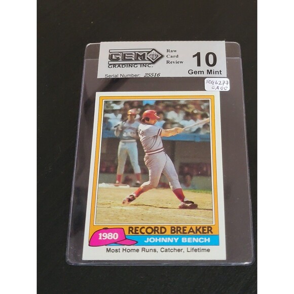Topps Other - 1981 Topps Johnny Bench Reds"Record Breaker" Baseball Card #201 Mint 10